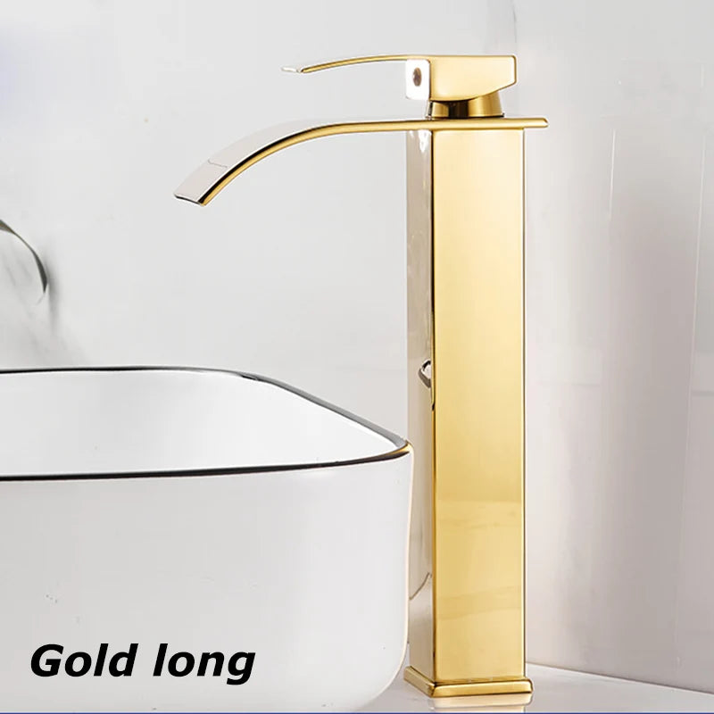 Waterfall Basin Faucet - Stainless Steel Hot & Cold Bathroom Tap