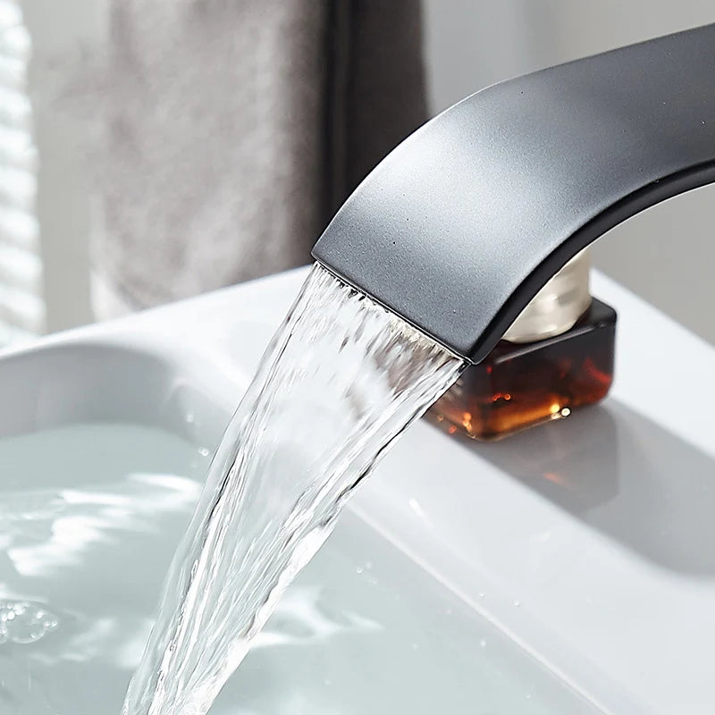 Waterfall Basin Faucet - Stainless Steel Hot & Cold Bathroom Tap
