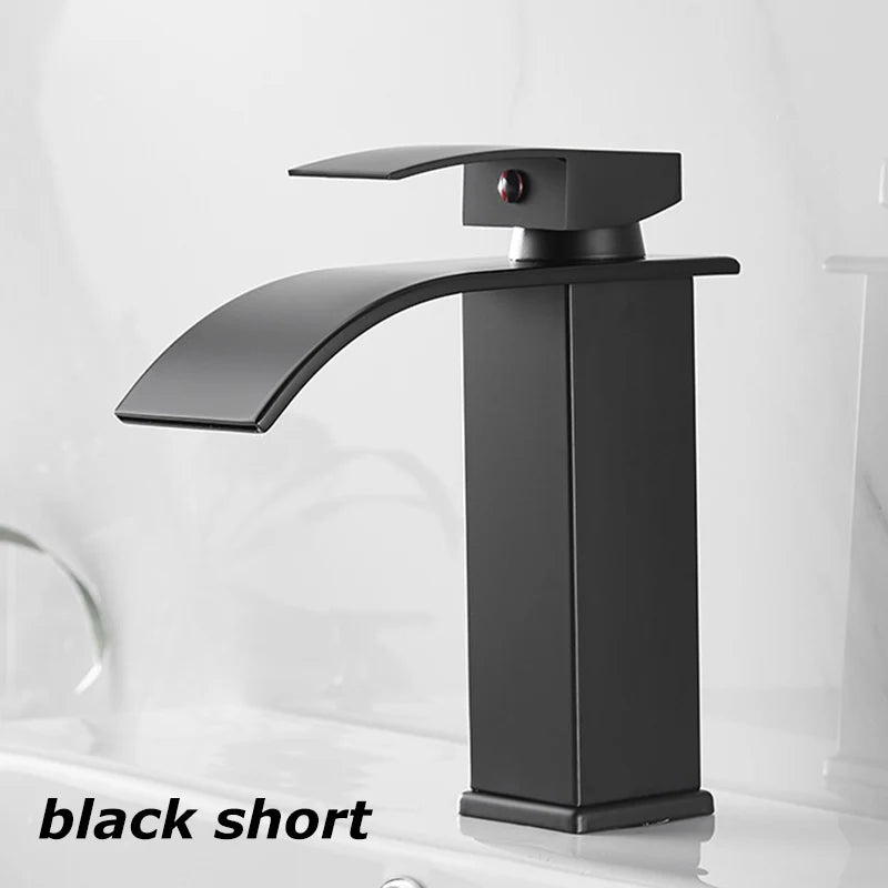 Waterfall Basin Faucet - Stainless Steel Hot & Cold Bathroom Tap