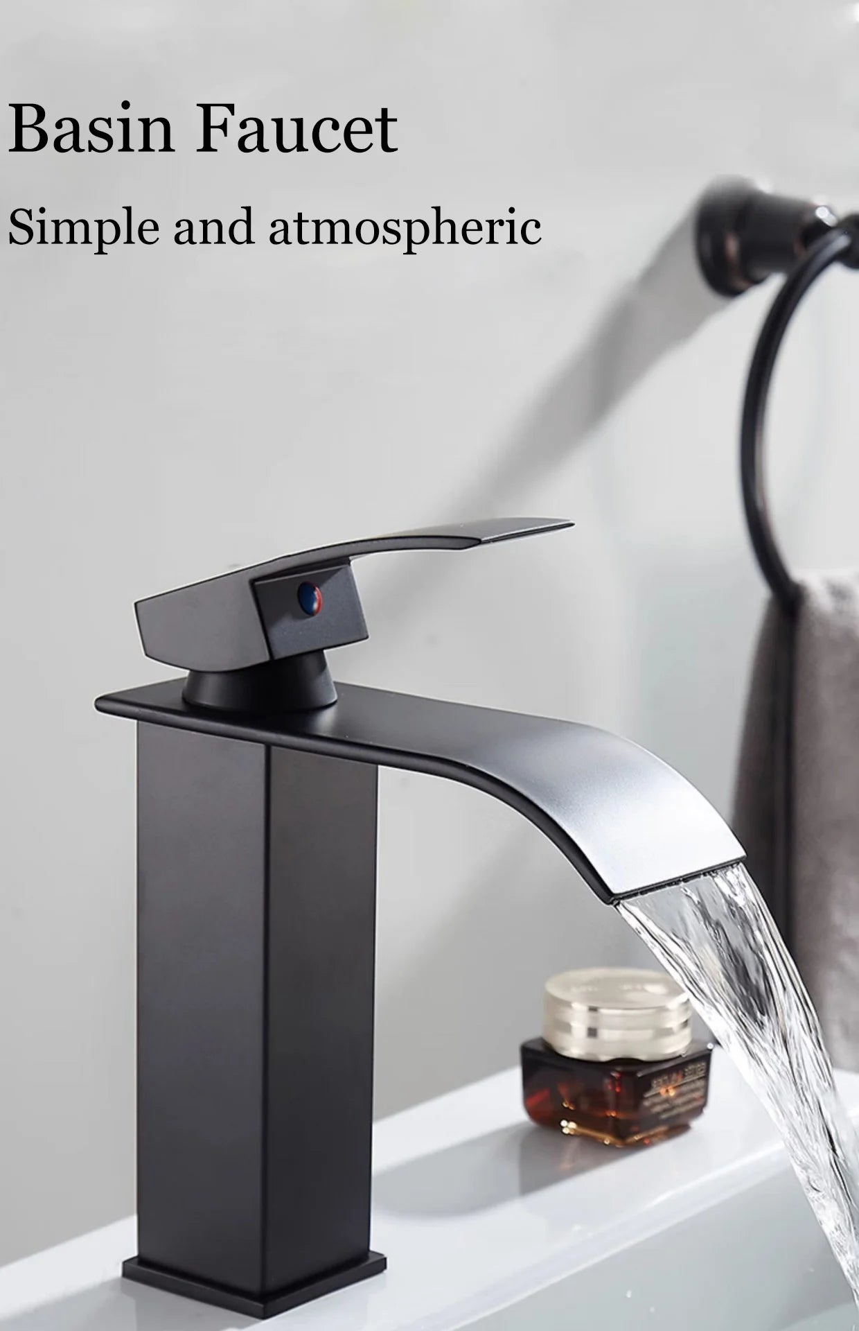 Waterfall Basin Faucet - Stainless Steel Hot & Cold Bathroom Tap