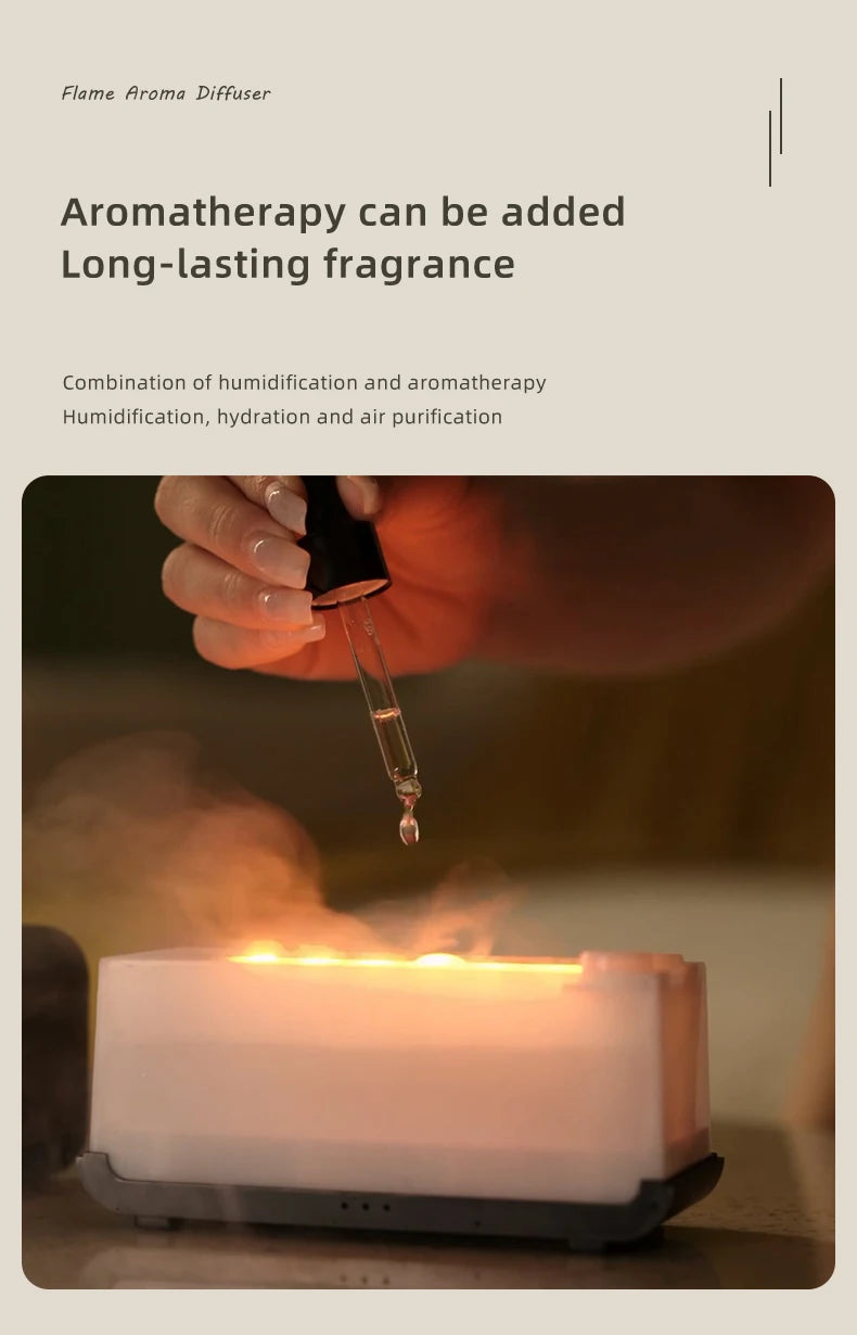 Ultrasonic Essential Oil Diffuser with LED Flame Effect & Timer