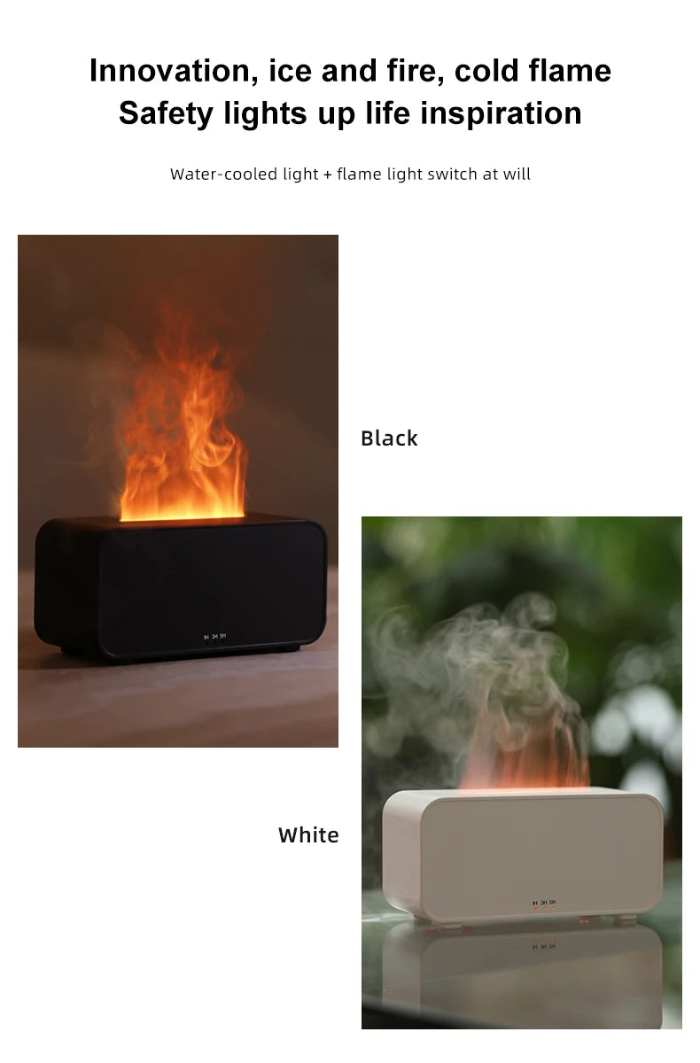 Ultrasonic Essential Oil Diffuser with LED Flame Effect & Timer
