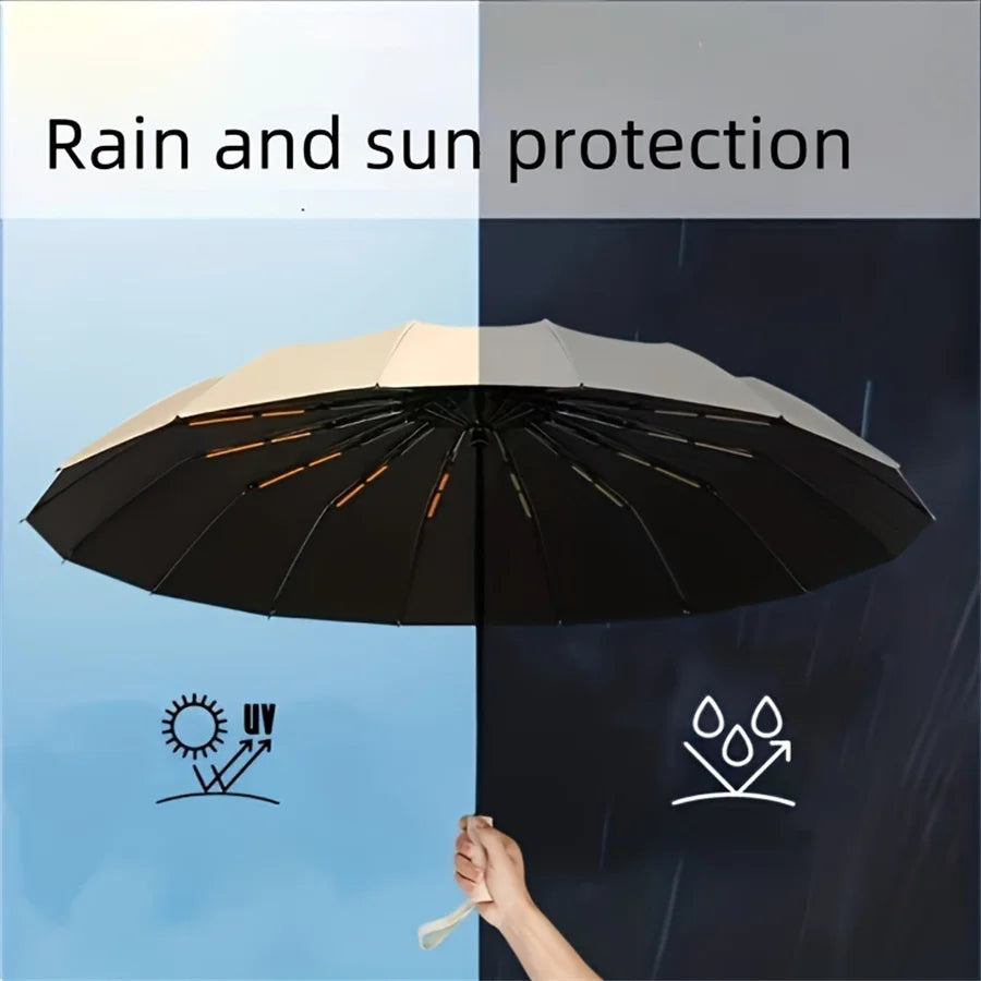 12 Bone Automatic Umbrella - UV Resistant Three Fold Umbrella