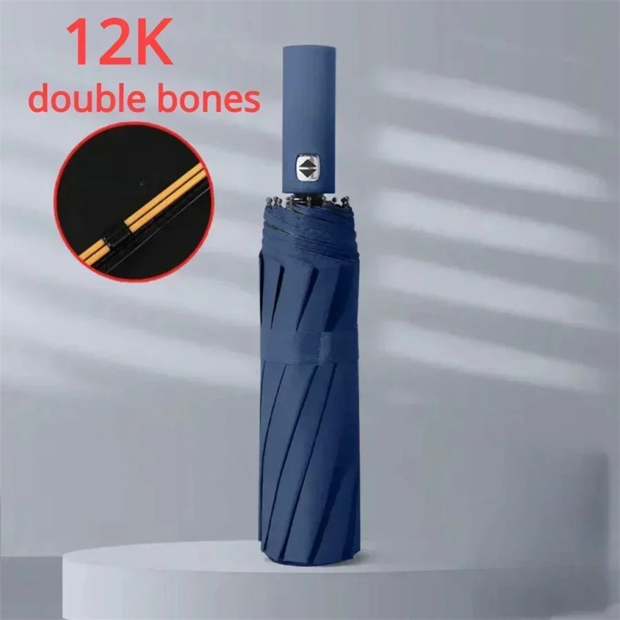 12 Bone Automatic Umbrella - UV Resistant Three Fold Umbrella