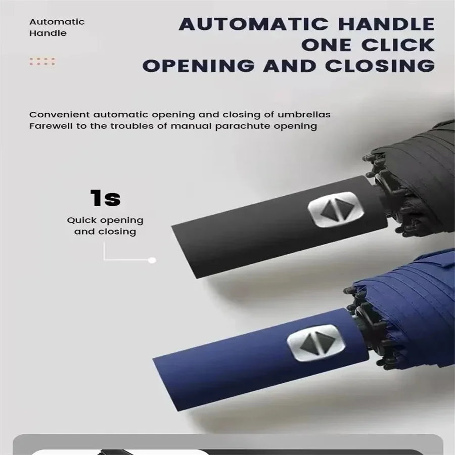 12 Bone Automatic Umbrella - UV Resistant Three Fold Umbrella