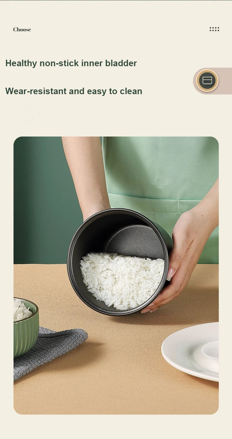 Compact 1.2L Mini Rice Cooker - Perfect for 1-2 People with Steamer Function