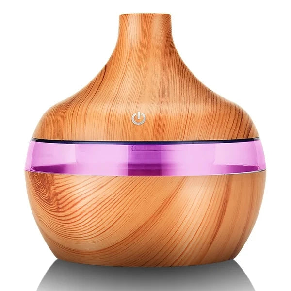 300ml Ultrasonic Humidifier - Wood Aroma Diffuser & Essential Oil Diffuser