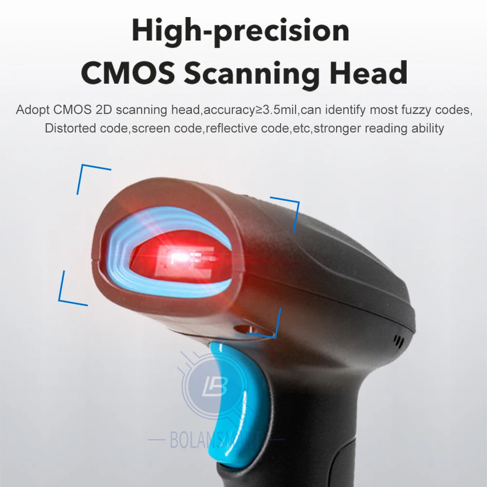 1D 2D Barcode Scanner - Wireless Bluetooth & Wired Bar Code Reader