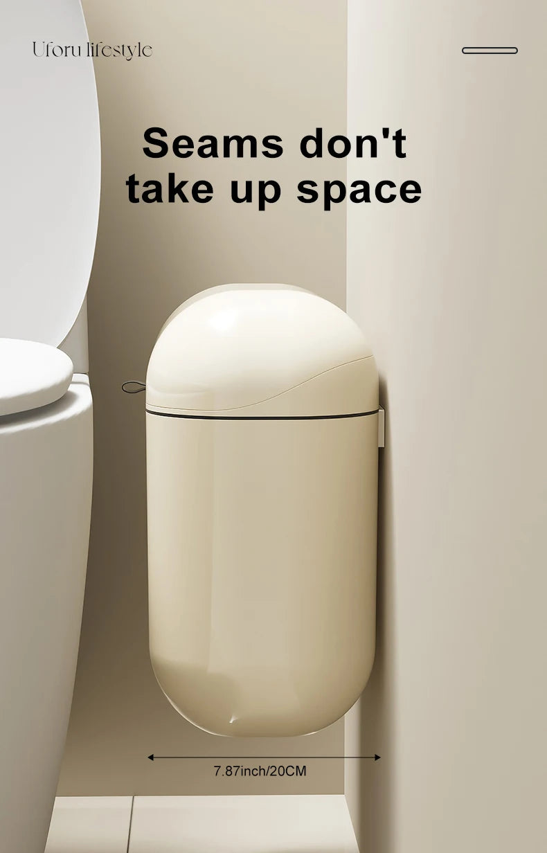 Premium Wall-Mounted Trash Can with Lid - Large Capacity Waterproof Bin