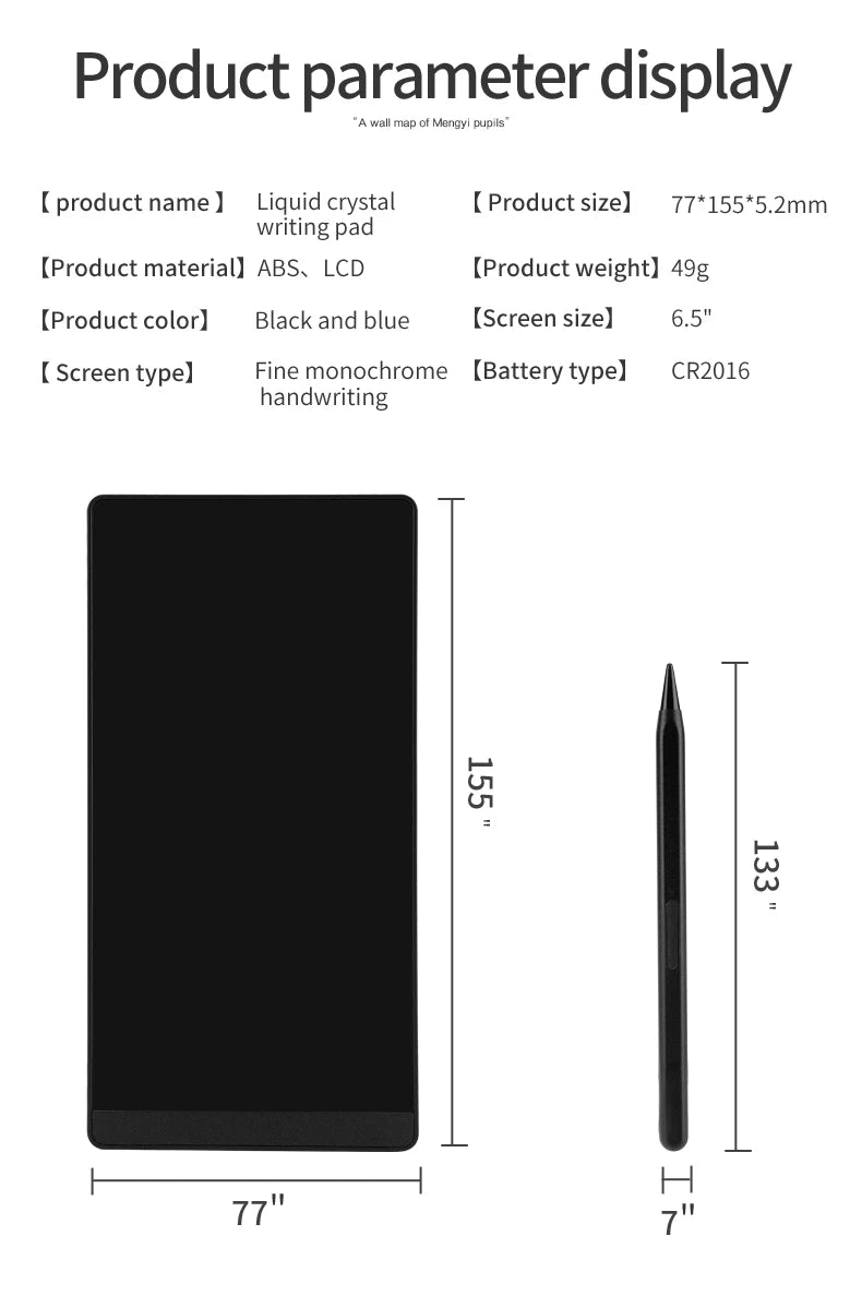 LCD Writing Tablet 6.5 Inch - Digital Drawing Board for Kids & Adults