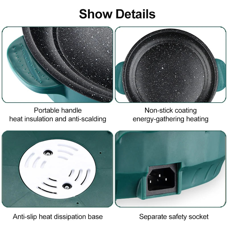 Electric MultiCooker Frying Pan - Non-Stick Barbecue & Cooking Machine