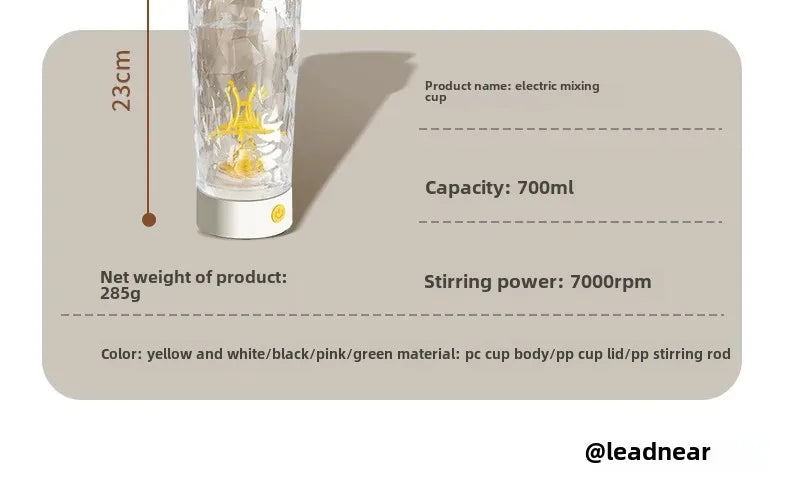Electric Protein Shaker Bottle - USB Rechargeable Mixer Cup 750ml