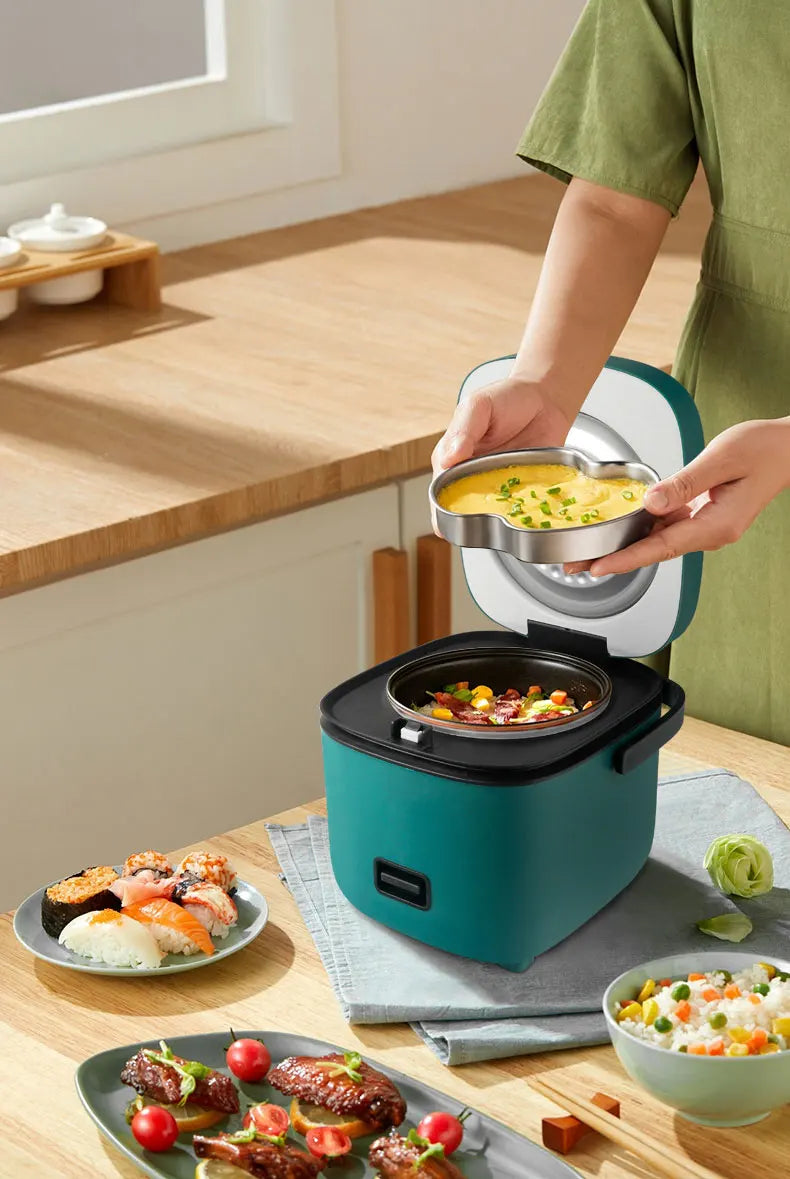 Compact 1.2L Mini Rice Cooker - Perfect for 1-2 People with Steamer Function