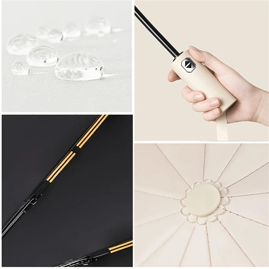12 Bone Automatic Umbrella - UV Resistant Three Fold Umbrella