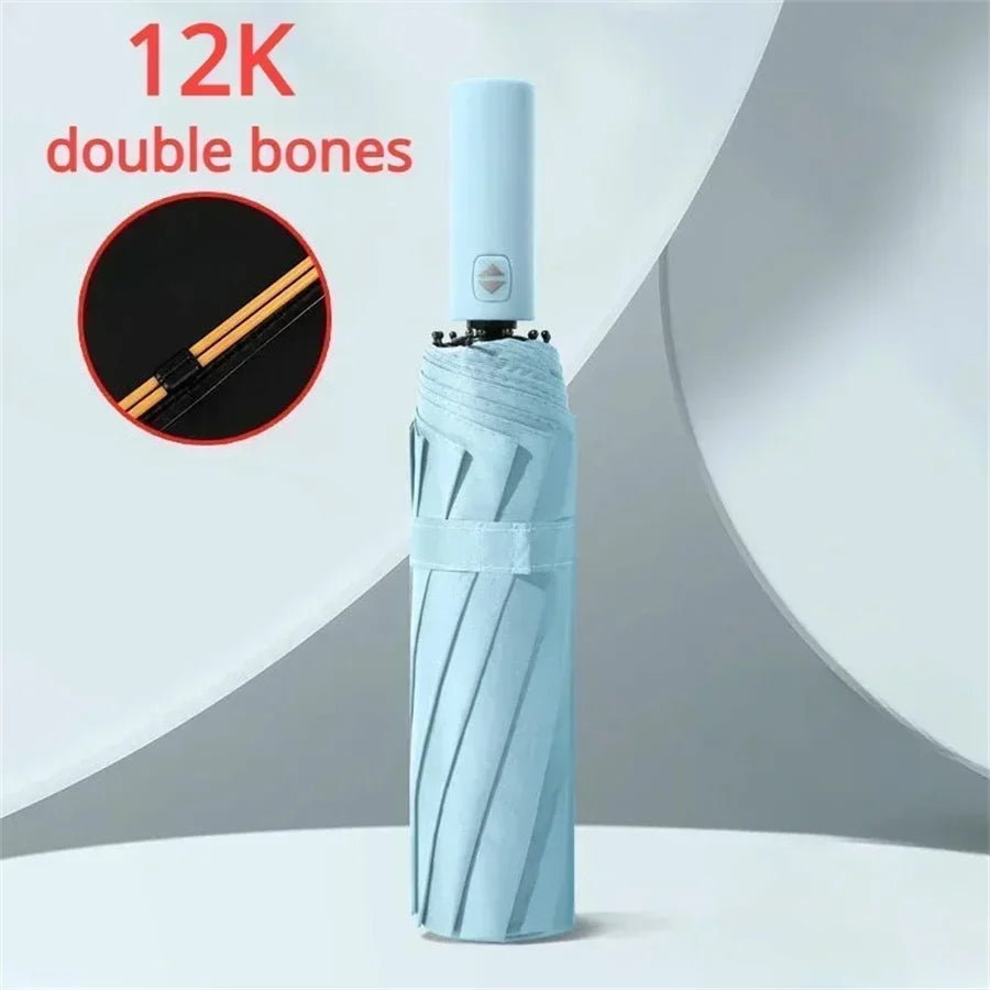 12 Bone Automatic Umbrella - UV Resistant Three Fold Umbrella