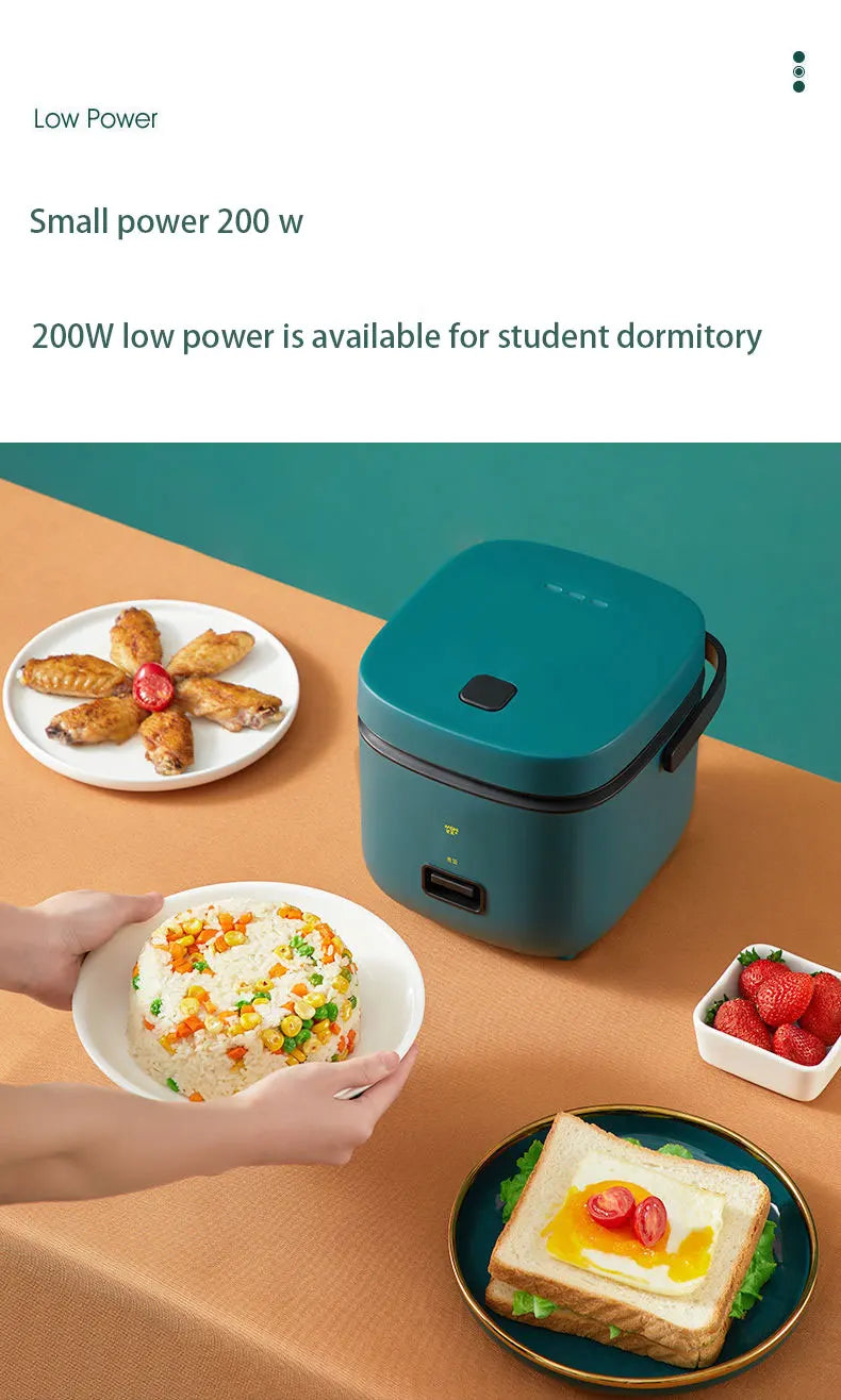 Compact 1.2L Mini Rice Cooker - Perfect for 1-2 People with Steamer Function