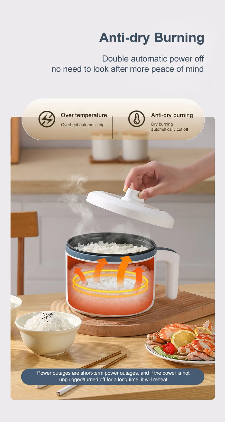 1.7L Electric Rice Cooker - Multi Cooker with Non-Stick Pot
