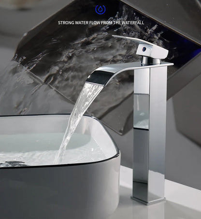 Waterfall Basin Faucet - Stainless Steel Hot & Cold Bathroom Tap