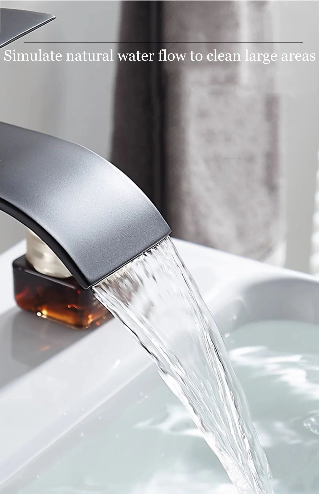 Waterfall Basin Faucet - Stainless Steel Hot & Cold Bathroom Tap