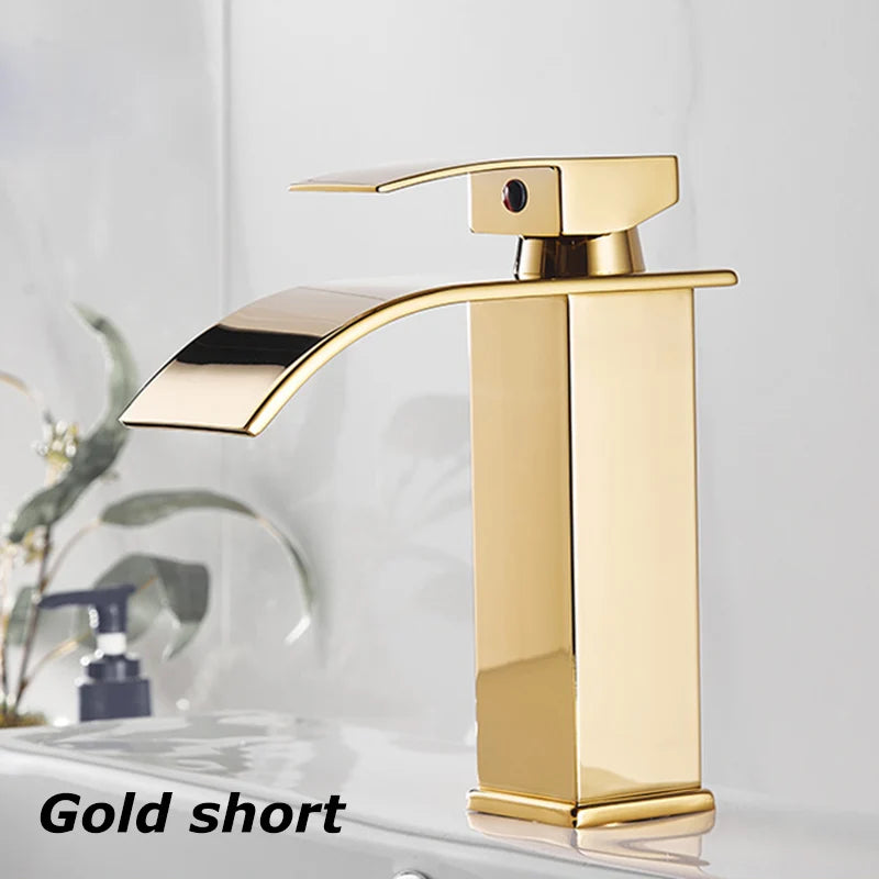 Waterfall Basin Faucet - Stainless Steel Hot & Cold Bathroom Tap