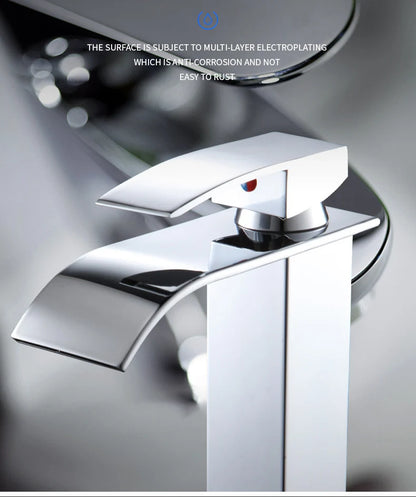 Waterfall Basin Faucet - Stainless Steel Hot & Cold Bathroom Tap