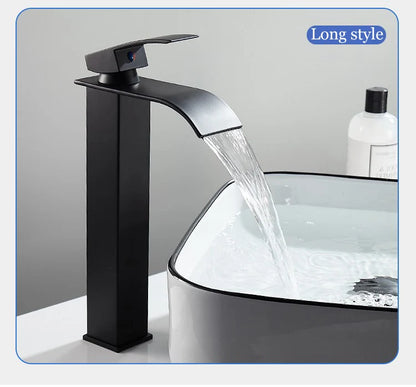 Waterfall Basin Faucet - Stainless Steel Hot & Cold Bathroom Tap