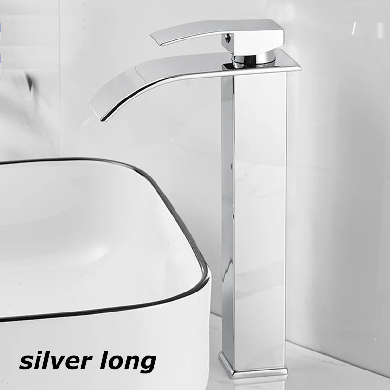Waterfall Basin Faucet - Stainless Steel Hot & Cold Bathroom Tap