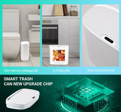Smart 13L Motion Sensor Trash Can - Touchless Automatic Bin with Lid