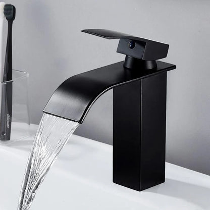 Waterfall Basin Faucet - Stainless Steel Hot & Cold Bathroom Tap