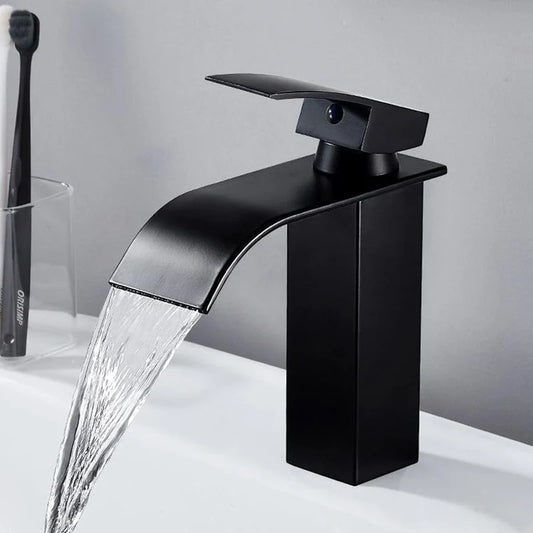 Waterfall Basin Faucet - Stainless Steel Hot & Cold Bathroom Tap