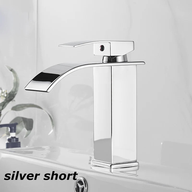 Waterfall Basin Faucet - Stainless Steel Hot & Cold Bathroom Tap