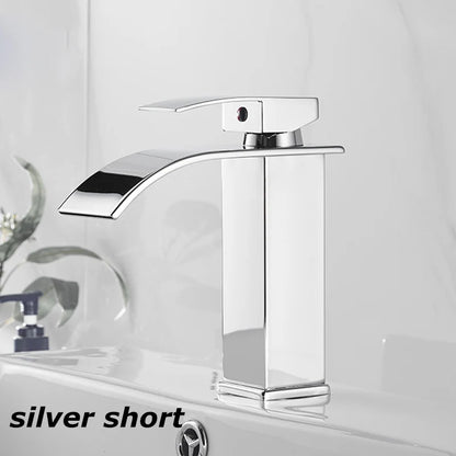 Waterfall Basin Faucet - Stainless Steel Hot & Cold Bathroom Tap