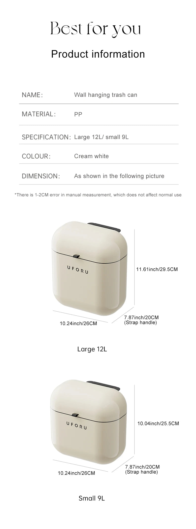 Premium Wall-Mounted Trash Can with Lid - Large Capacity Waterproof Bin