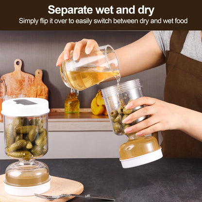 Flippable Olive Pickle Strainer Jar - Mess-Free Kitchen Storage
