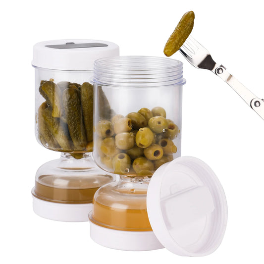 Flippable Olive Pickle Strainer Jar - Mess-Free Kitchen Storage