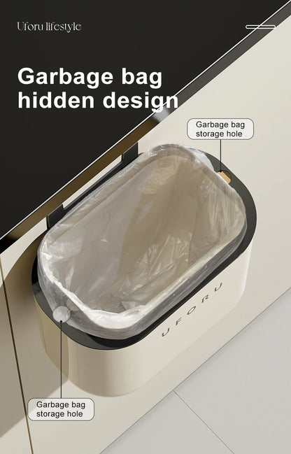 Premium Wall-Mounted Trash Can with Lid - Large Capacity Waterproof Bin