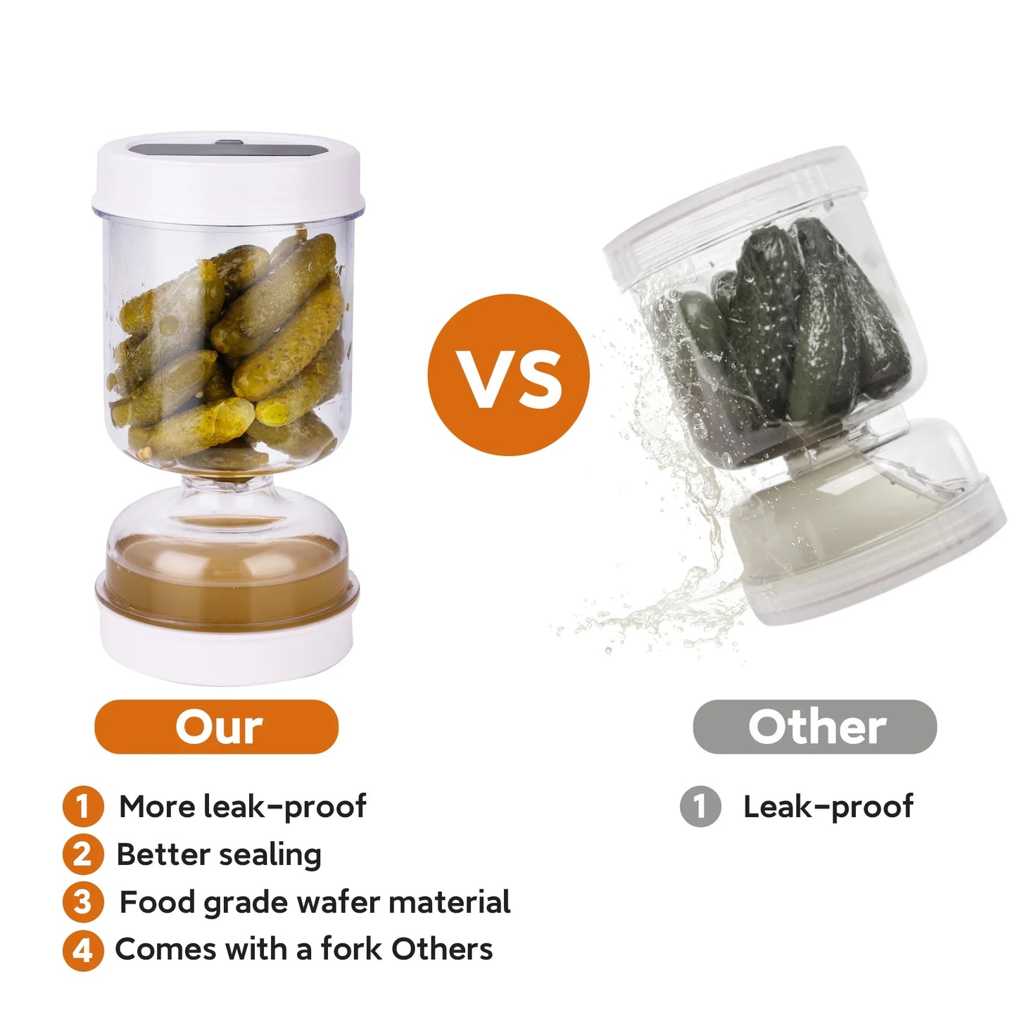 Flippable Olive Pickle Strainer Jar - Mess-Free Kitchen Storage