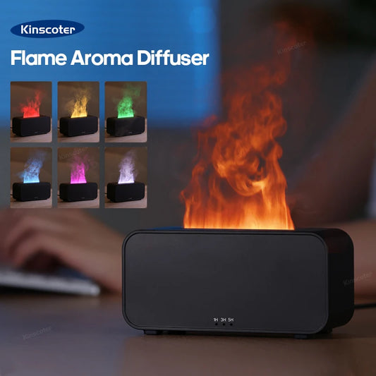 Ultrasonic Essential Oil Diffuser with LED Flame Effect & Timer