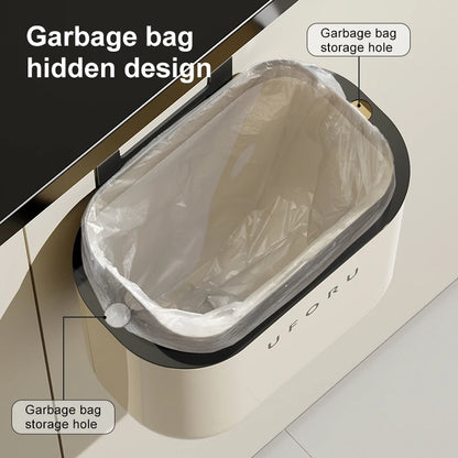 Premium Wall-Mounted Trash Can with Lid - Large Capacity Waterproof Bin