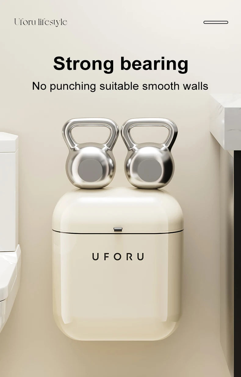Premium Wall-Mounted Trash Can with Lid - Large Capacity Waterproof Bin
