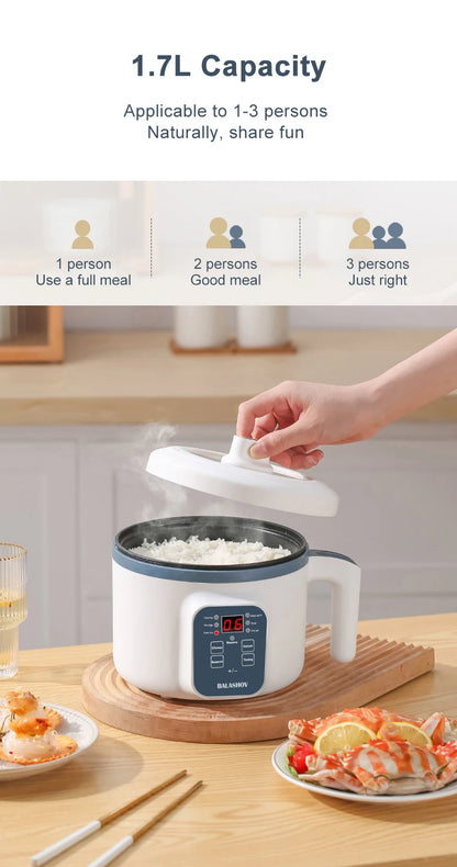 1.7L Electric Rice Cooker - Multi Cooker with Non-Stick Pot