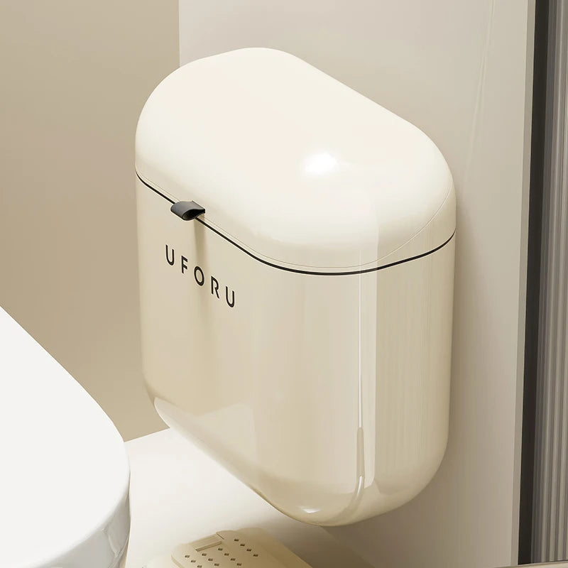 Premium Wall-Mounted Trash Can with Lid - Large Capacity Waterproof Bin