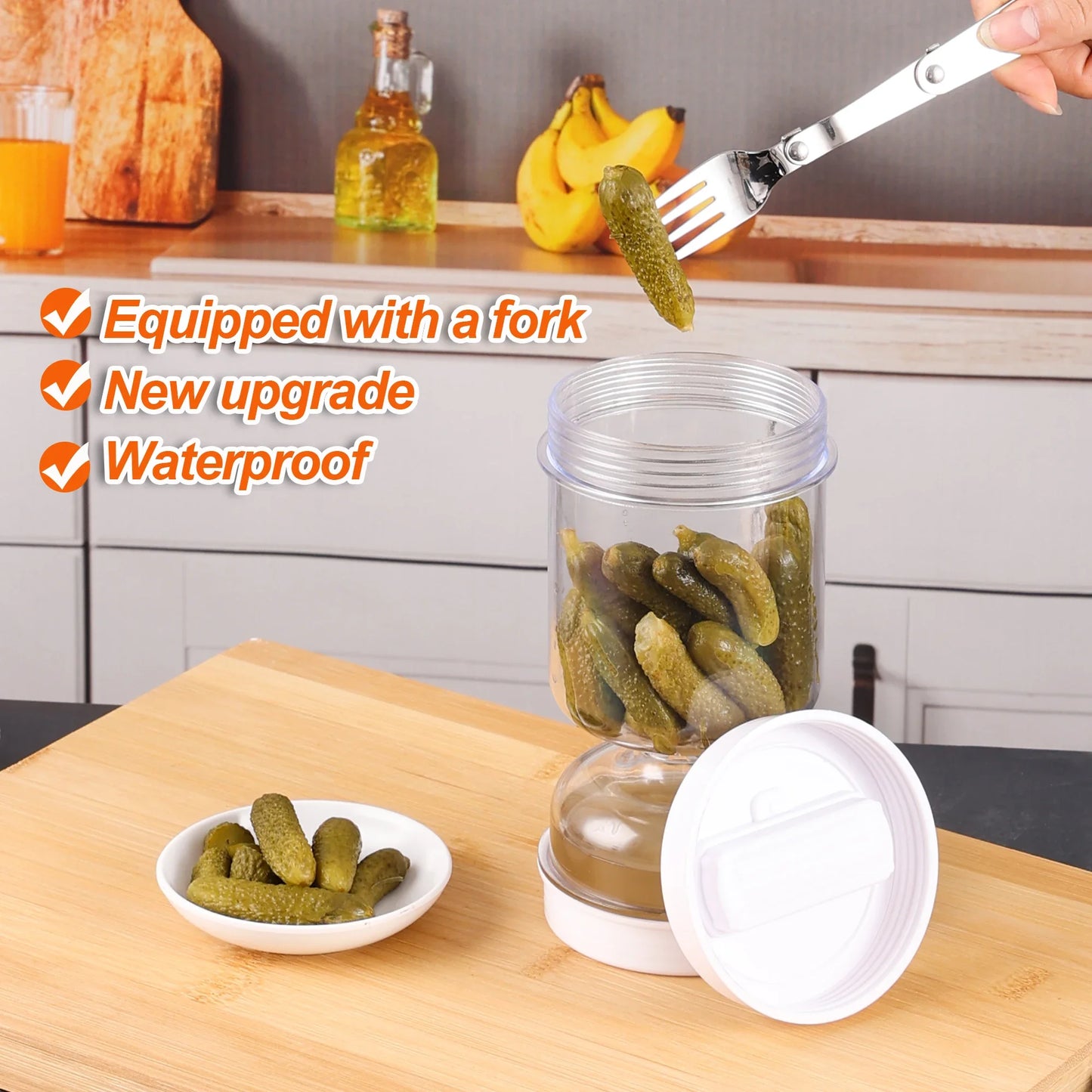 Flippable Olive Pickle Strainer Jar - Mess-Free Kitchen Storage