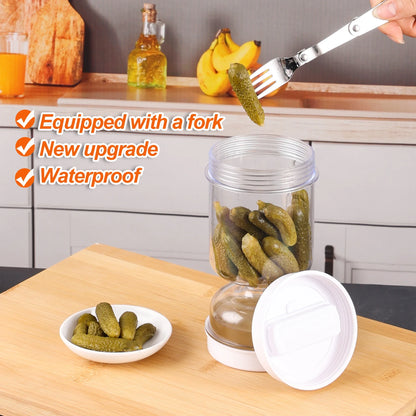 Flippable Olive Pickle Strainer Jar - Mess-Free Kitchen Storage