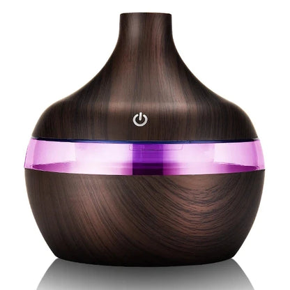 300ml Ultrasonic Humidifier - Wood Aroma Diffuser & Essential Oil Diffuser