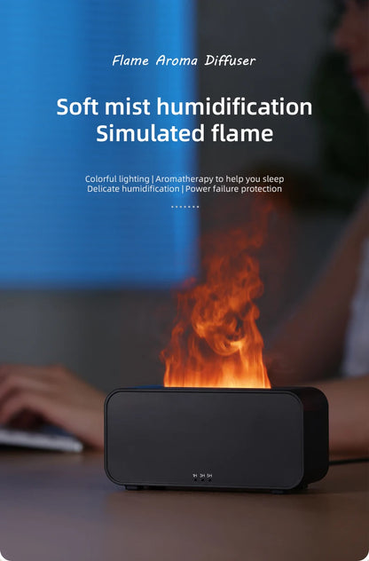 Ultrasonic Essential Oil Diffuser with LED Flame Effect & Timer