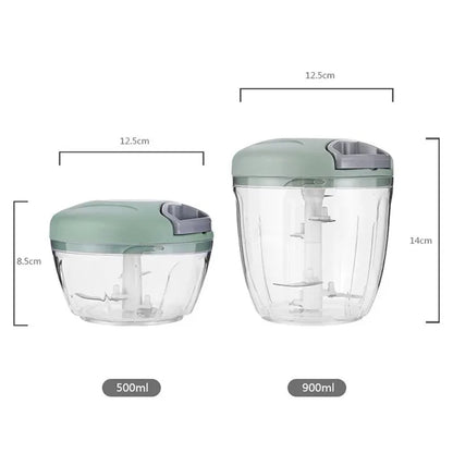 Multi-Function Manual Food Chopper - Meat Mincer & Garlic Press 500/900ml