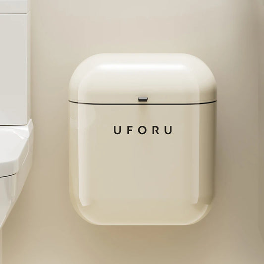 Premium Wall-Mounted Trash Can with Lid - Large Capacity Waterproof Bin
