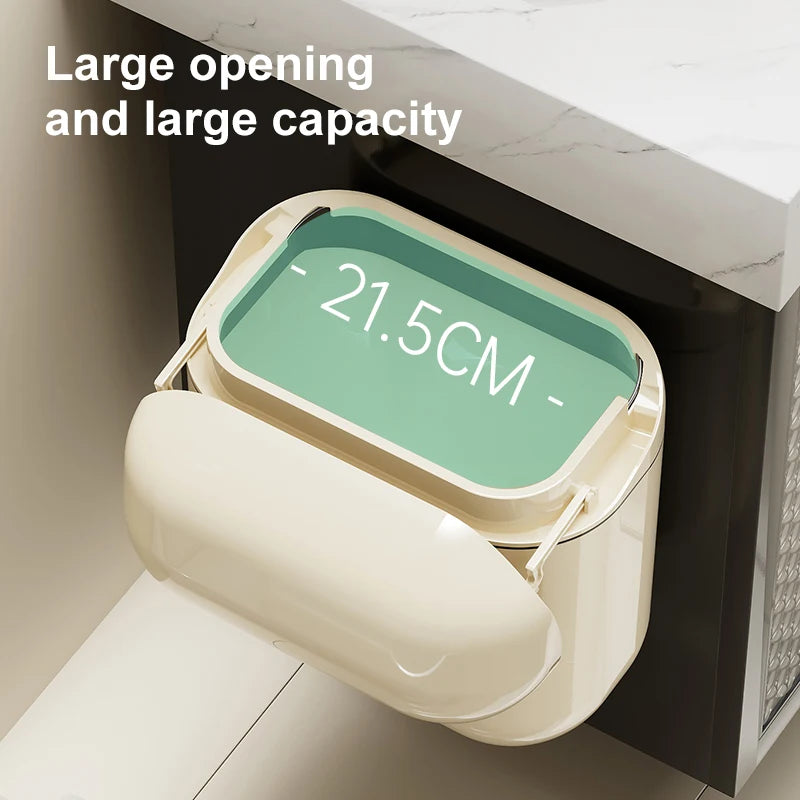Premium Wall-Mounted Trash Can with Lid - Large Capacity Waterproof Bin