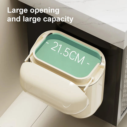 Premium Wall-Mounted Trash Can with Lid - Large Capacity Waterproof Bin